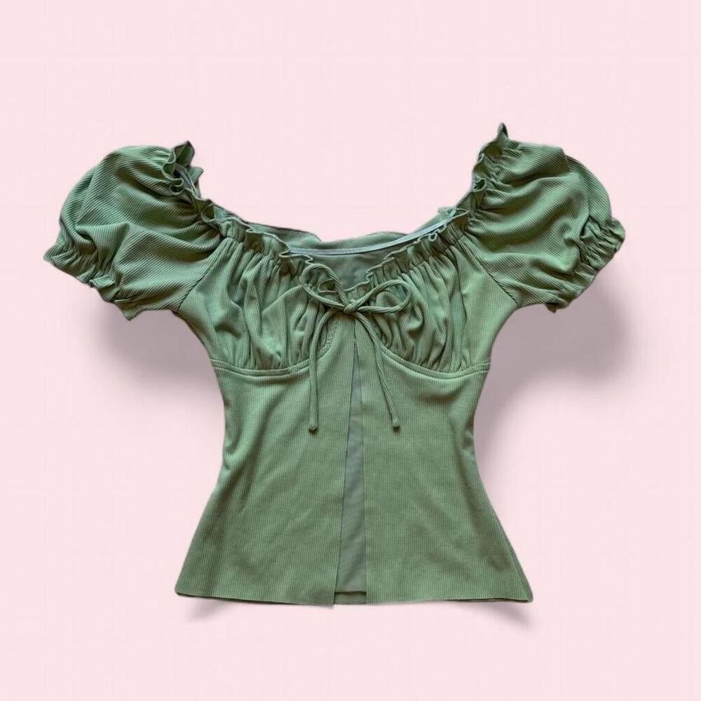 Women's Light Green Crop-top
